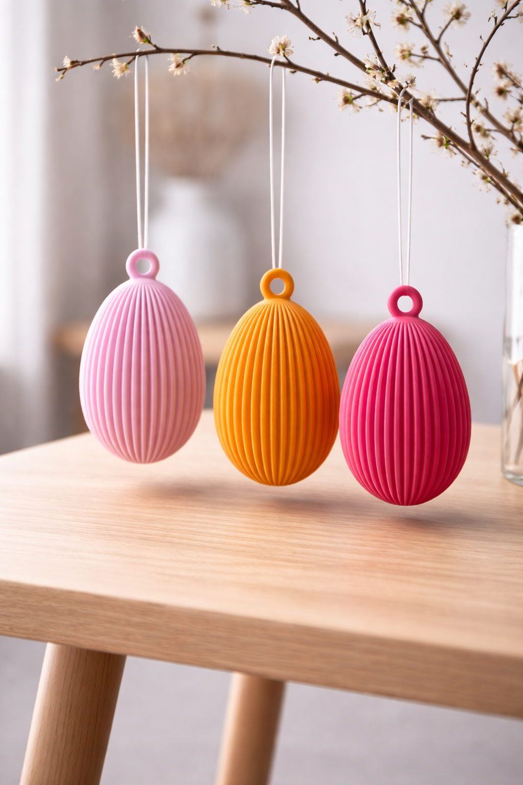 Deko Osterei 3er Set mit Aufhängung – Moderne 3D Design-Deko aus PLA